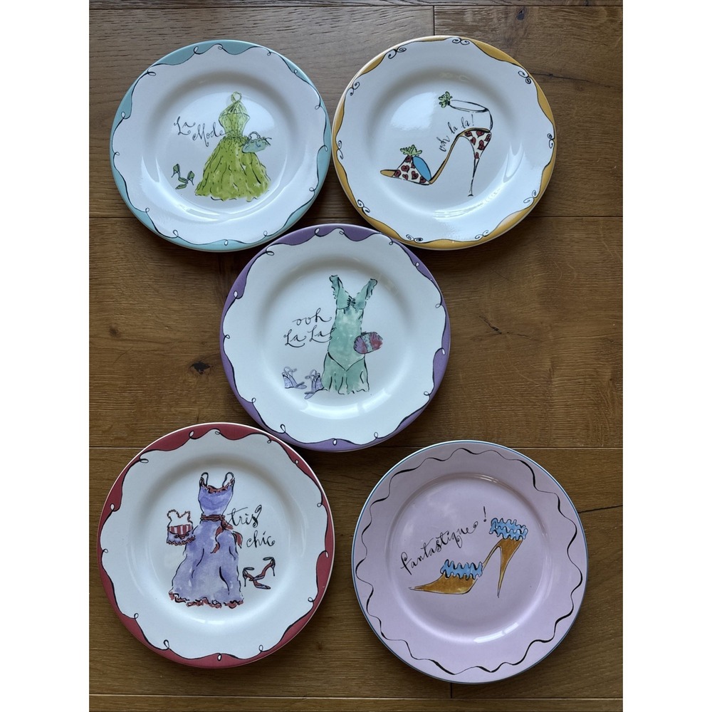5 Rosanna Luncheon Salad Dessert Plates High‎ Heel Design 8.25 inch diameter